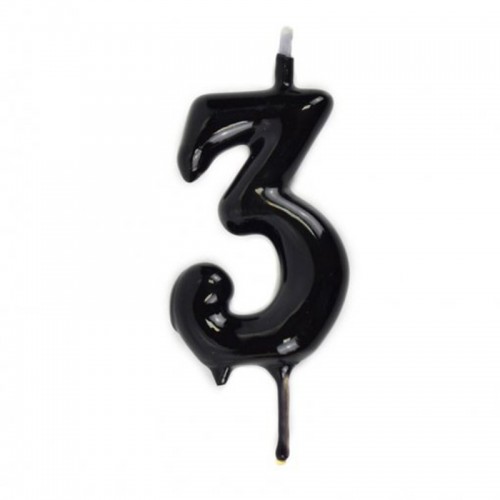 Vela Número 3 Preto